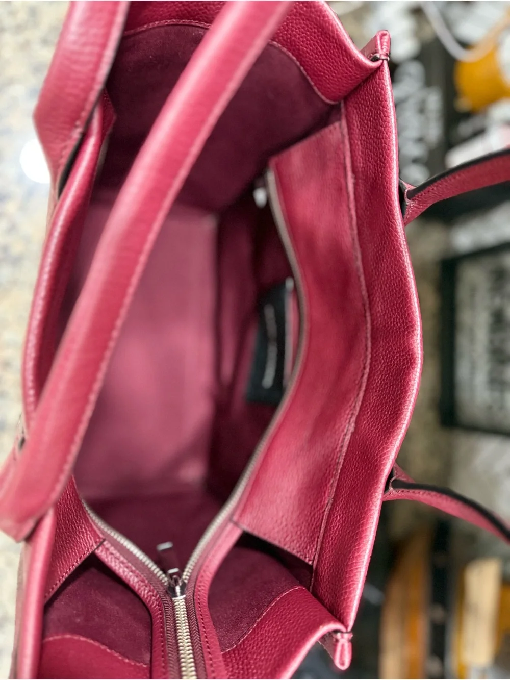 Marc Jacobs Rose Burgundy Pebbled Leather Workwear Tote